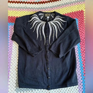 Bob Mackie Size XS Embellished Black Cardigan